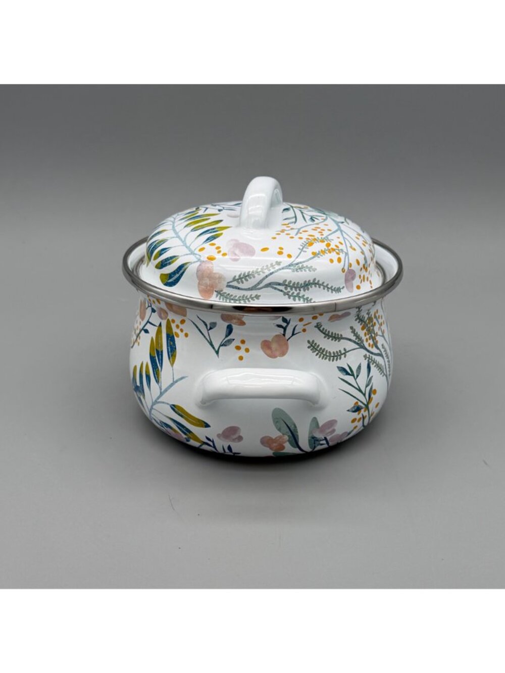 Crofton Casserole Pot Dutch Oven 1 Qt Floral Enamelware Double Handle & Lid - Picture 2 of 11